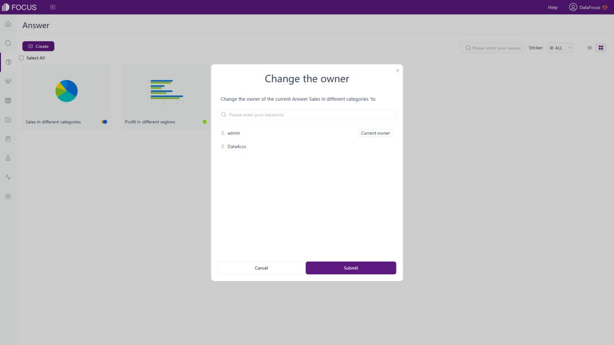 Figure 4-11-2 Change owner of answer